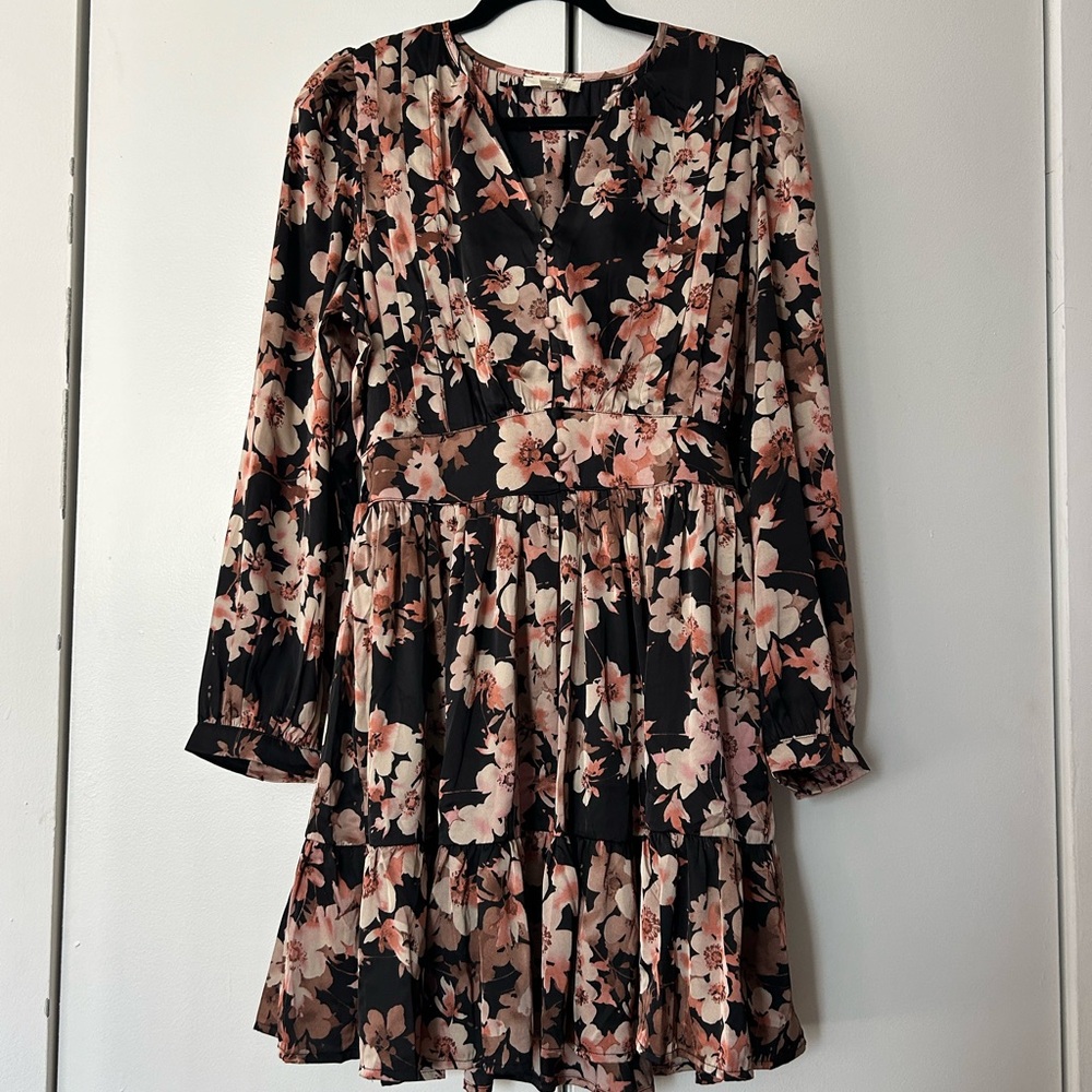 Black and Pink Floral Dress - NEVER WORN
